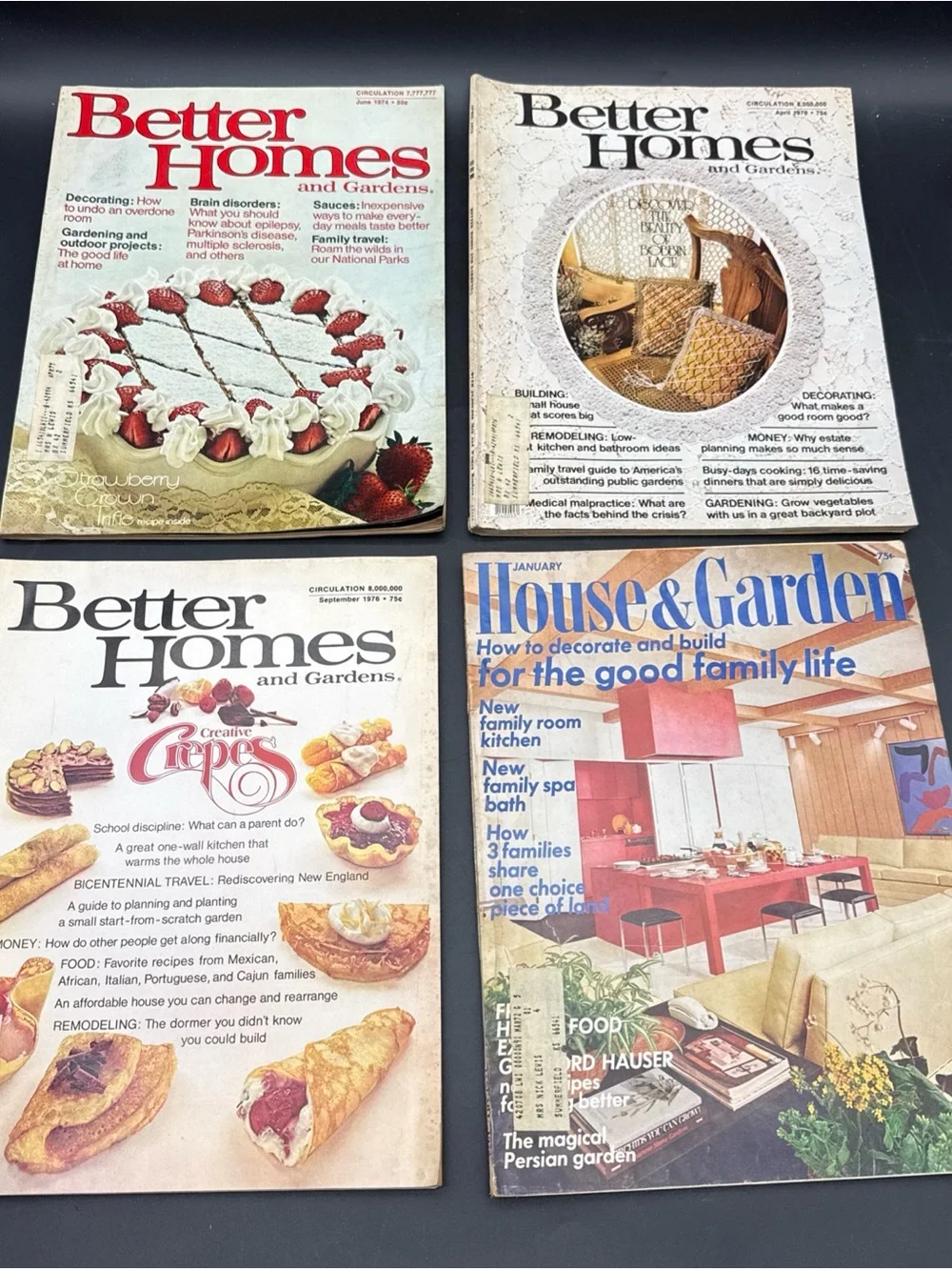 Better Homes And Gardens Vintage Covers with Red, White, Cream, Blue Accents